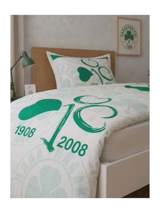 Palamaiki Panathinaikos FC1 Set Coverlet Single Cotton Green 170x240cm