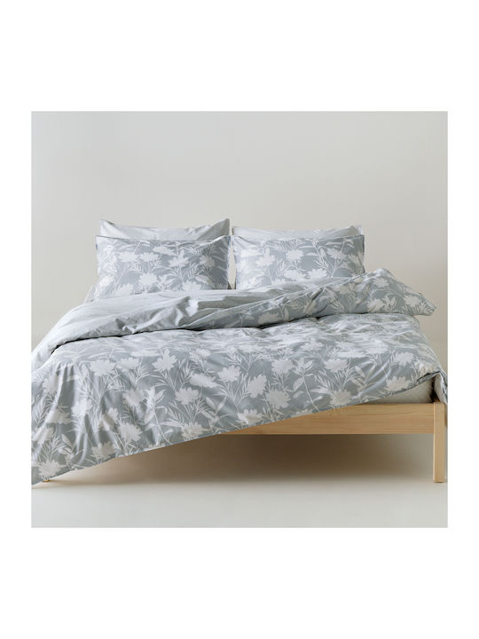 Kentia Rosaira Κουβερλί Υπέρδιπλο Βαμβακοσατέν Grey-white 230x250cm