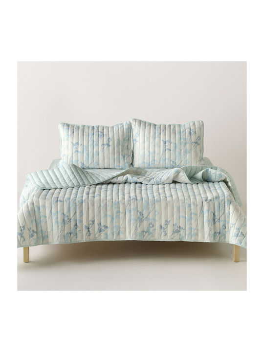 Kentia Breza Σετ Κουβερλί Μονό Microfiber Blue Grey 160x220cm 2τμχ
