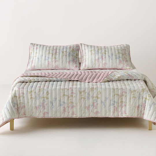 Kentia Breza Set Coverlets Double Microfiber Dusty Pink 220x240cm 3 Pieces