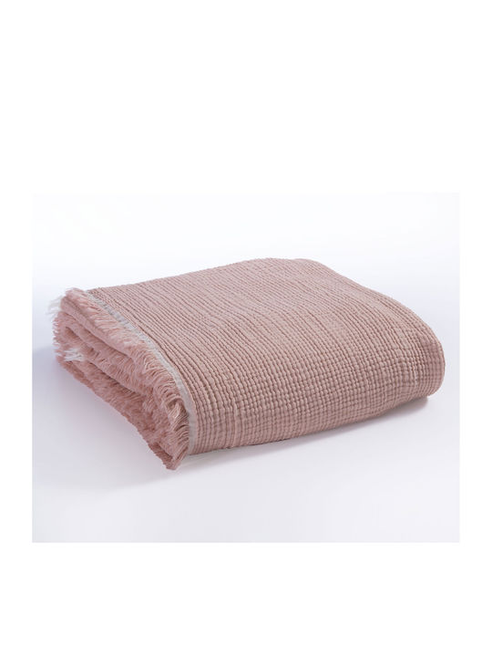 Nef-Nef Homeware Apollo Κουβέρτα Πικέ Υπέρδιπλη με Κρόσσια 230x240εκ. Salmon