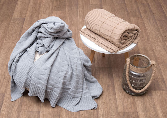 Viopros Knitted Blanket Sofa 125x170cm Gray