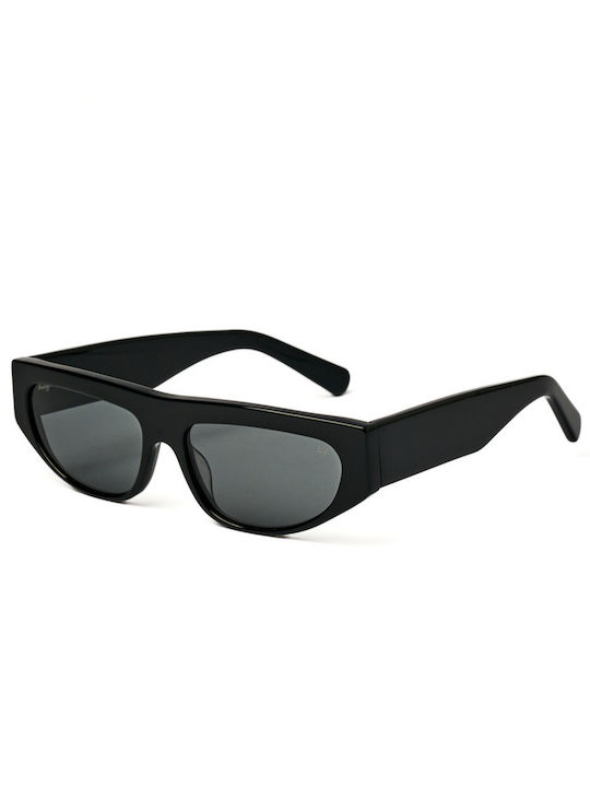 AV Sunglasses Juno Unisex Sunglasses with Horn-Rimmed Frame Black Blue