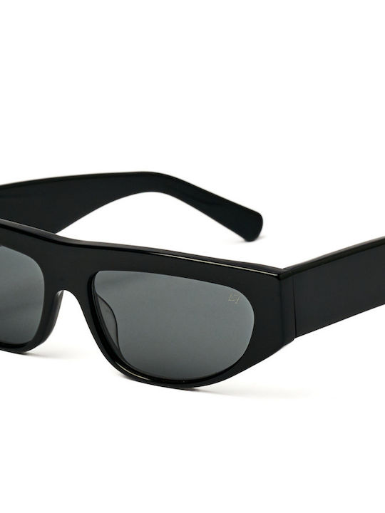 AV Sunglasses Juno Unisex Sunglasses with Horn-Rimmed Frame Black Blue