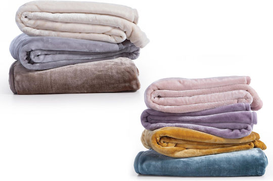 Nef-Nef Homeware Loft Pătură Catifea Simplă 170x220 cm Lila