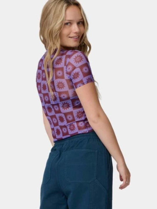 Women's Blouse with Mesh Purple