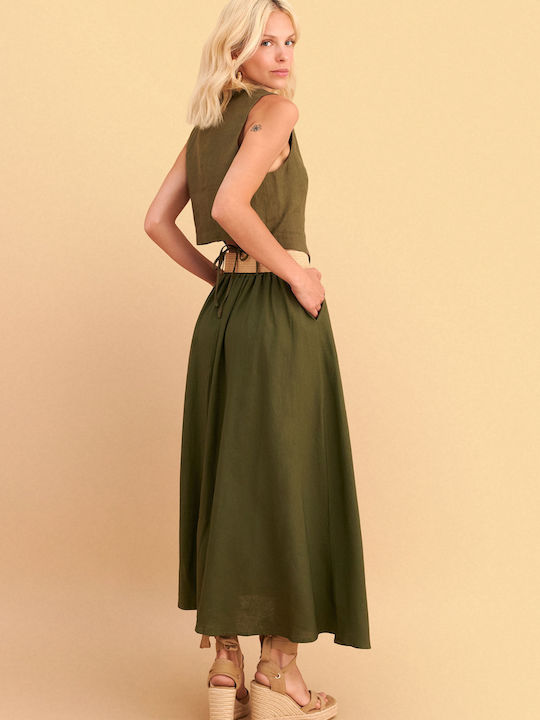 Fustă Maxi Din In Verde