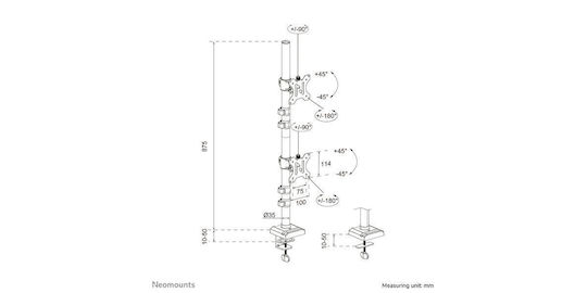 Neomounts Desk Stand for 2 Monitors up to 32" with Extension Arm (DS60-600BL2V)