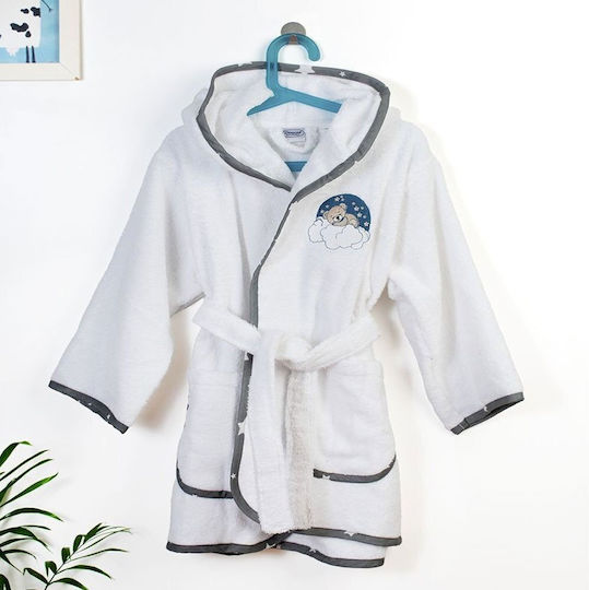 Dimcol Halat de Baie pentru Copii White-grey cu Glugă