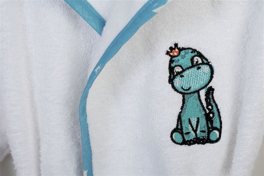 Dimcol Kids Hooded Bathrobe White-sky Blue Dimcol Kids Hooded Bathrobe White-sky Blue