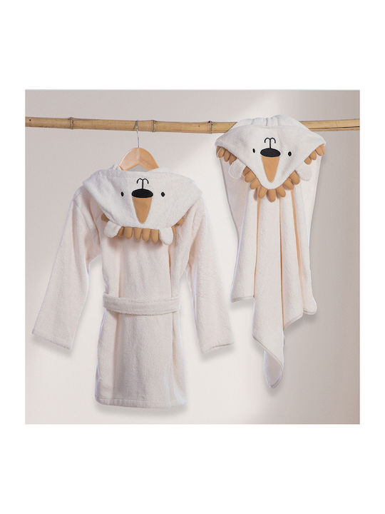 Nef-Nef Homeware Παιδικό Μπουρνούζι Jungle In Motion Ecru με Κουκούλα
