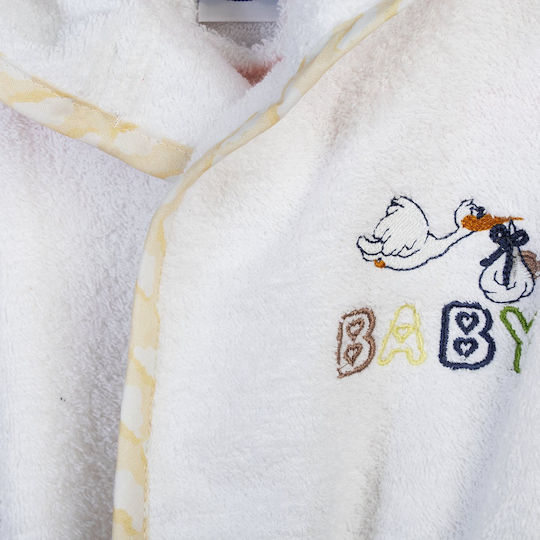 Dimcol Kids Hooded Bathrobe White-yellow Dimcol Kids Hooded Bathrobe White-yellow