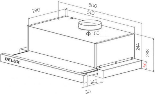 Delux Integra Max Συρόμενος Απορροφητήρας 60cm Λευκός