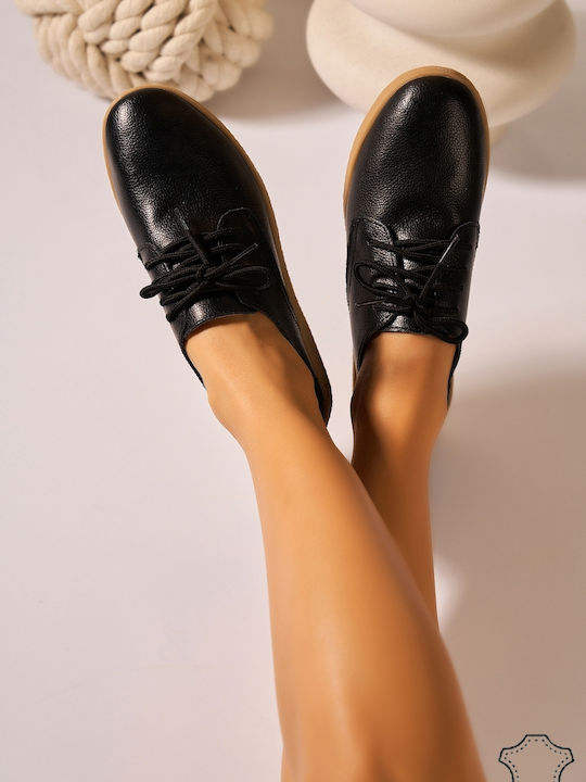 Leder Damen Oxfords in Schwarz Farbe