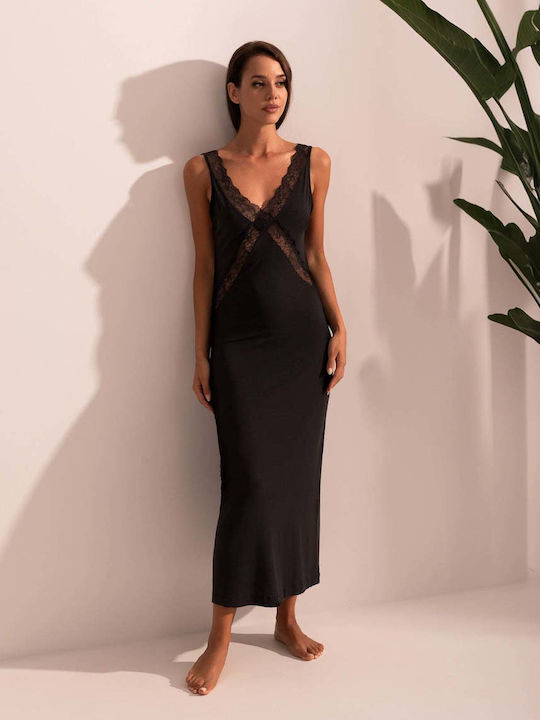 Sofiaman Sofiaman Damen Nachthemd Schwarz