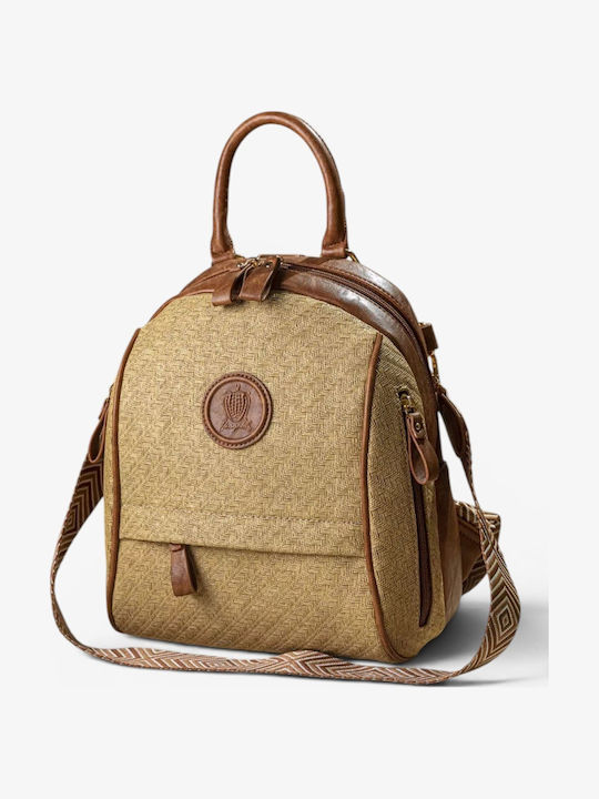 Damen Rucksack Aus Rattan Braun