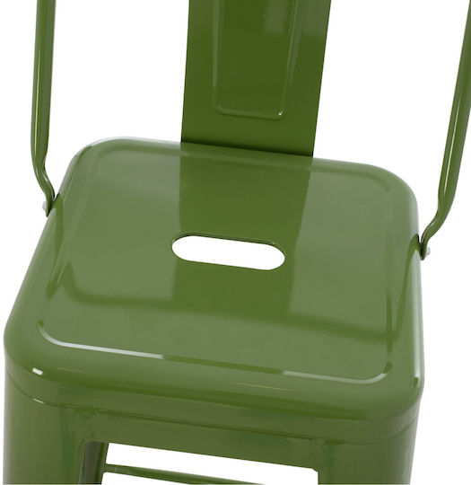 Μεταλλικό Σκαμπό Μπαρ Εξωτερικού Χώρου Light Olive Green 43x43x100cm