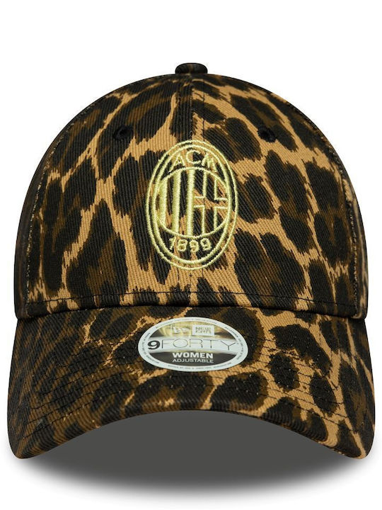 New Era Ac Milan Women's Leopard Open Brown 9forty Cap Jockey Leopard Pattern