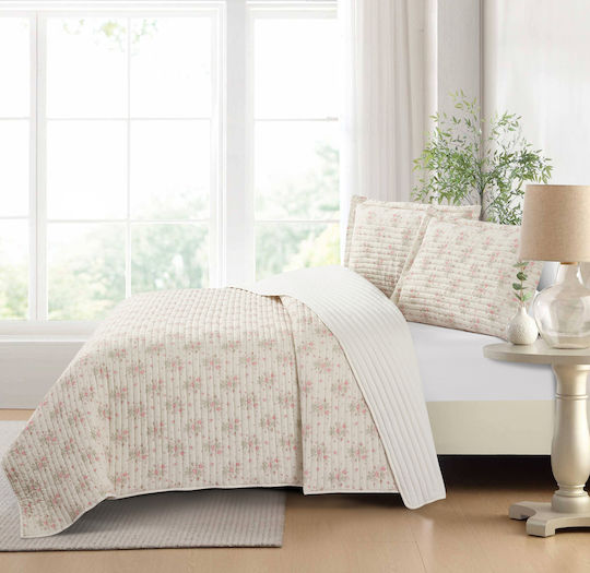 Liolios Home Κουβερλί Σετ Υπέρδιπλο Ivory/rose 220x240cm 3τμχ