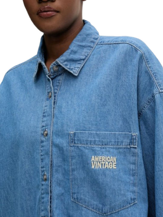 Langärmeliges Damenhemden Medium Blau