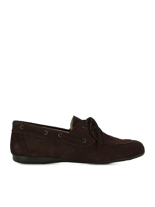 Leder Damen Mokassins in Brauner Farbe