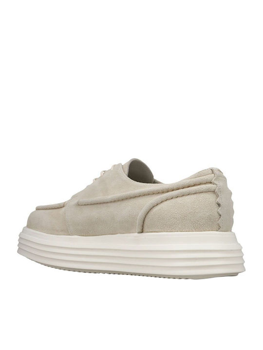 Suede Men's Moccasins in White Colour