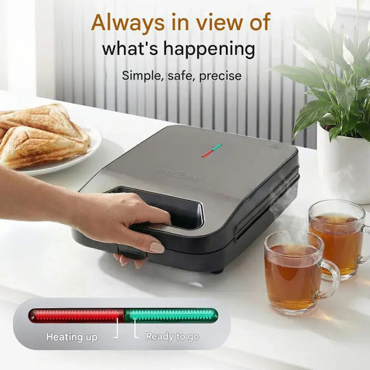 Profi Cook Τοστιέρα για 4 Τοστ 1600W Μαύρη