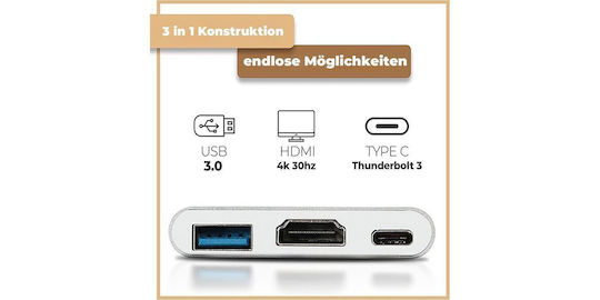 Inca USB-C Docking Station με HDMI 4K Ασημί (ITPC-04T)