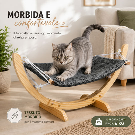 Bakaji Katzenbett Holz Ergonomisches 72x35x10 cm Bis 6 kg