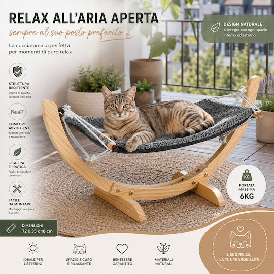 Bakaji Katzenbett Holz Ergonomisches 72x35x10 cm Bis 6 kg