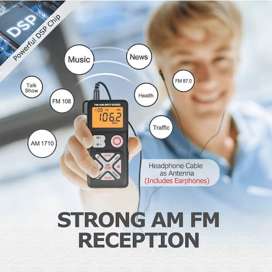 AMFM3 Tragbares Radio Wiederaufladbar Schwarz