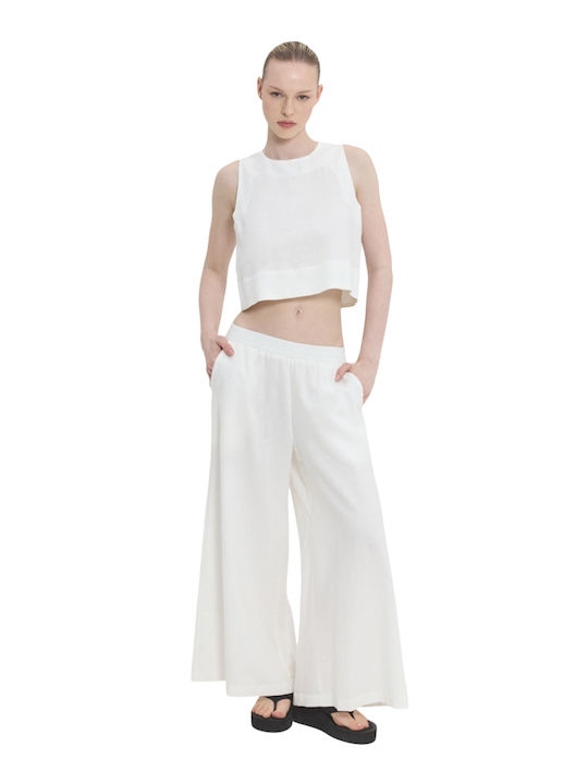 Set Dama Alb Cu Pantaloni Albi