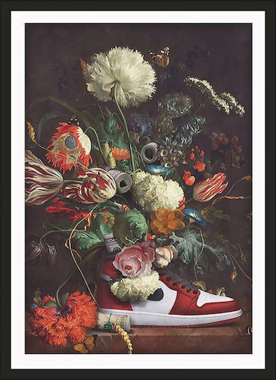 Poster Air Jordan Painting Sneakers Snk100 40cm X 50cm Brown Wooden Frame