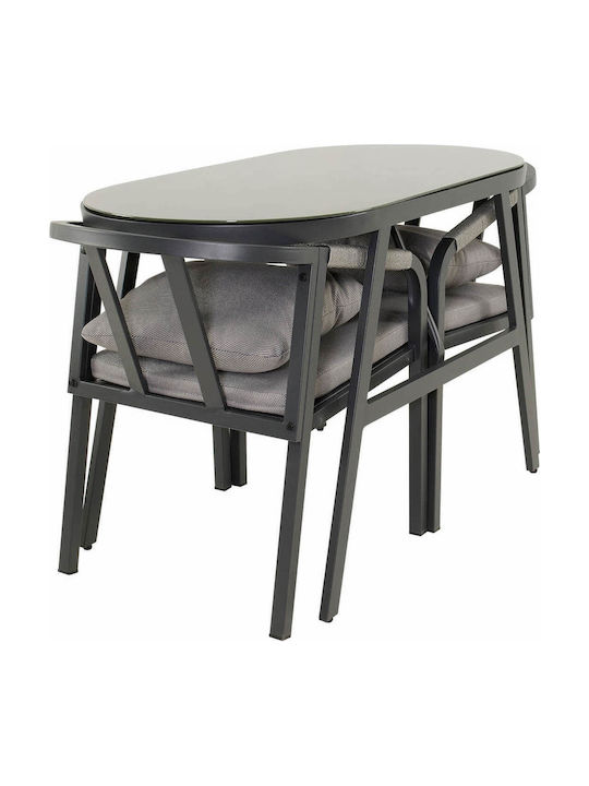 Outdoor Dining Set Belgium 3 Pieces Anthracite with Pillows