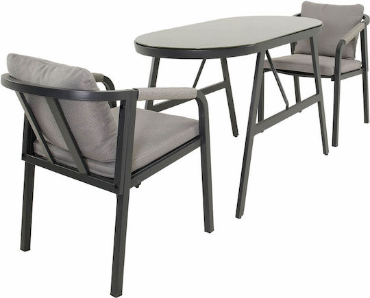 Garten- und Outdoor-Möbelsets für Speisesaal Belgium 3 Stück Anthrazit mit Kissen