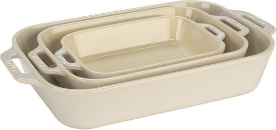 Staub Rectangular Heat-Resistant Cookware Ceramic 1100ml 3 Pieces
