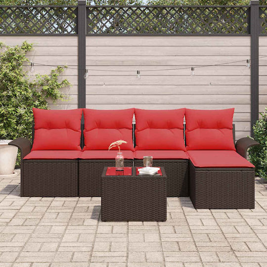 Garten- und Outdoor-Möbelsets 6 Stück Braune mit Kissen