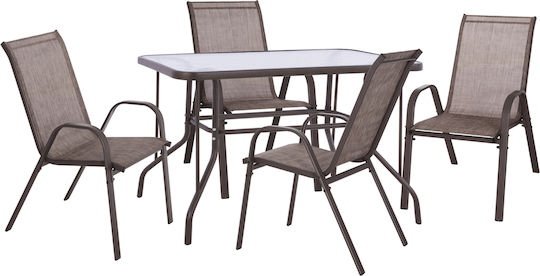 Set Dining de Exterior 5 Piese Maro