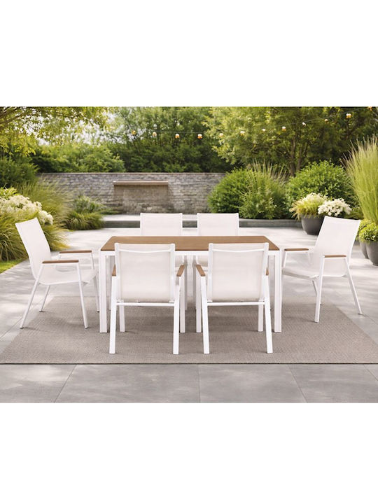 Set Dining de Exterior Virna 7 Piese Alb E6797,2S