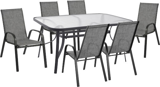 Outdoor Dining Set BRUNO 7pcs Gray