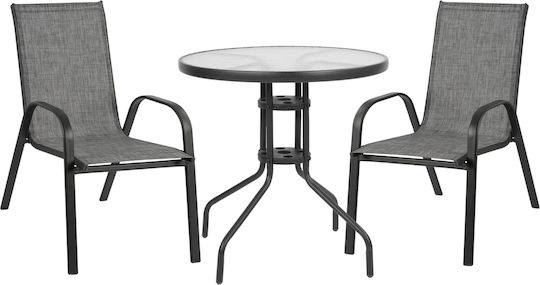 Dining Set For Small Outdoor Spaces Leon 3 Pieces Gray
