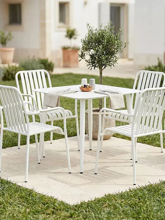 Heven Outdoor Dining Room Set 5 Pieces White