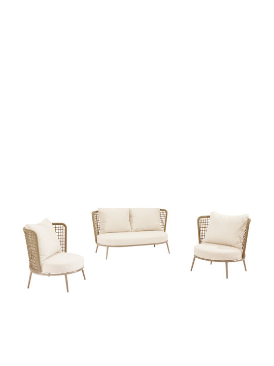 Garten- und Outdoor-Möbelsets Typsatz Wohnzimmer 4 Stück Beige mit Kissen