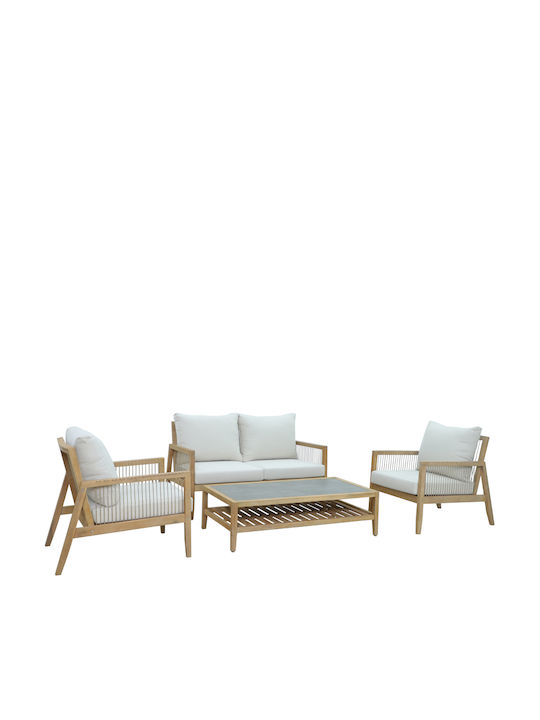 Set Cameră De Zi Pentru Exterior Japonism 4 Piese Natural Cu Perne
