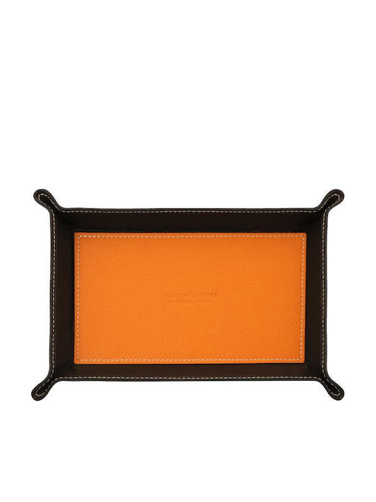 Tuscany Leather Decorative Artificial Leather Basket Orange