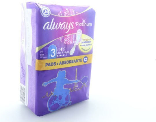 Always Platinum Ultra Night Sanitary Pads with Wings Night for Heavy Flow 6 Drops Size 3 in Double Pack 2x6pcs