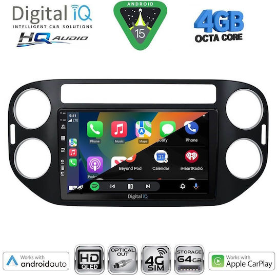 Digital IQ Ηχοσύστημα Αυτοκινήτου για Volkswagen Tiguan 2011-2016 (Bluetooth/USB/WiFi/GPS/Apple-Carplay/Android-Auto) με Οθόνη Αφής 9"