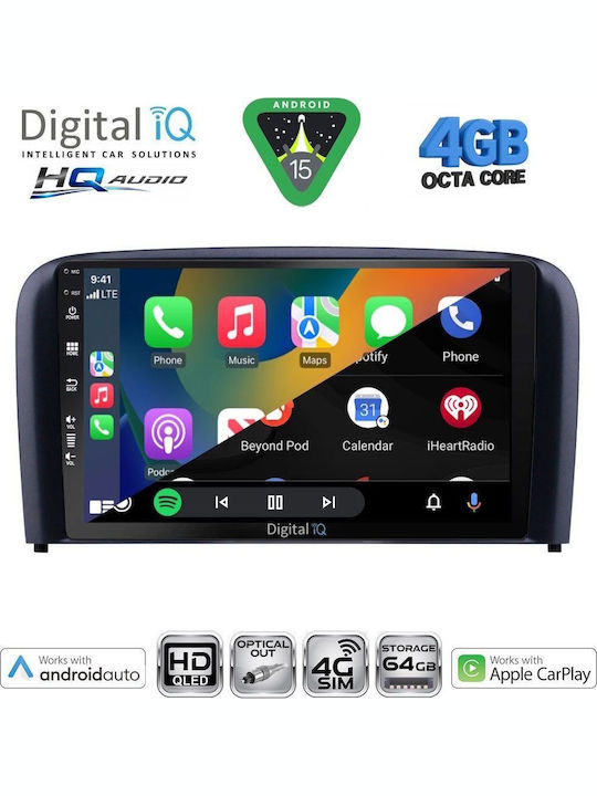 Digital IQ Car Audio System for Volvo S80 1998-2006 Bluetooth USB WiFi GPS Apple CarPlay Android Auto with 9" Touch Screen