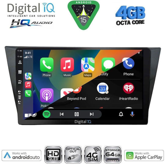 Digital IQ Ηχοσύστημα Αυτοκινήτου για Volkswagen Tiguan 2016-2024 (Bluetooth/USB/WiFi/GPS/Apple-Carplay/Android-Auto) με Οθόνη Αφής 10"