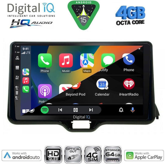Digital IQ Ηχοσύστημα Αυτοκινήτου για Toyota Yaris Mazda 2 2023 (Bluetooth/USB/WiFi/GPS/Apple-Carplay/Android-Auto) με Οθόνη Αφής 10"